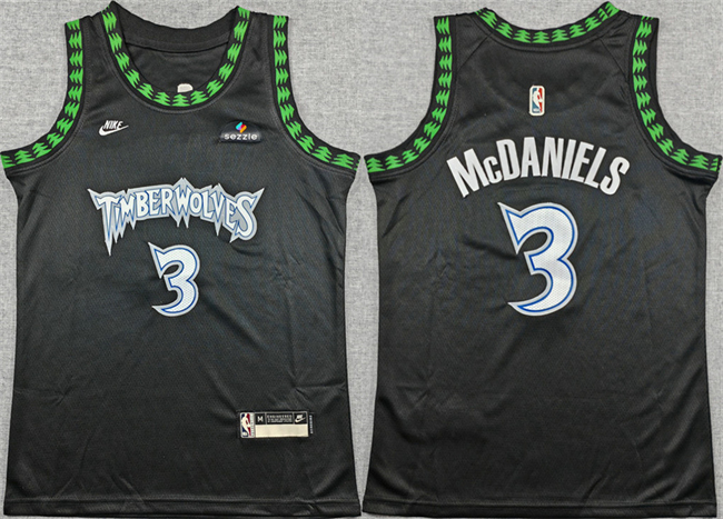 Youth Black Minnesota Timberwolves #3 Jaden McDaniels 2025-26 Classic Edition Stitched Jersey